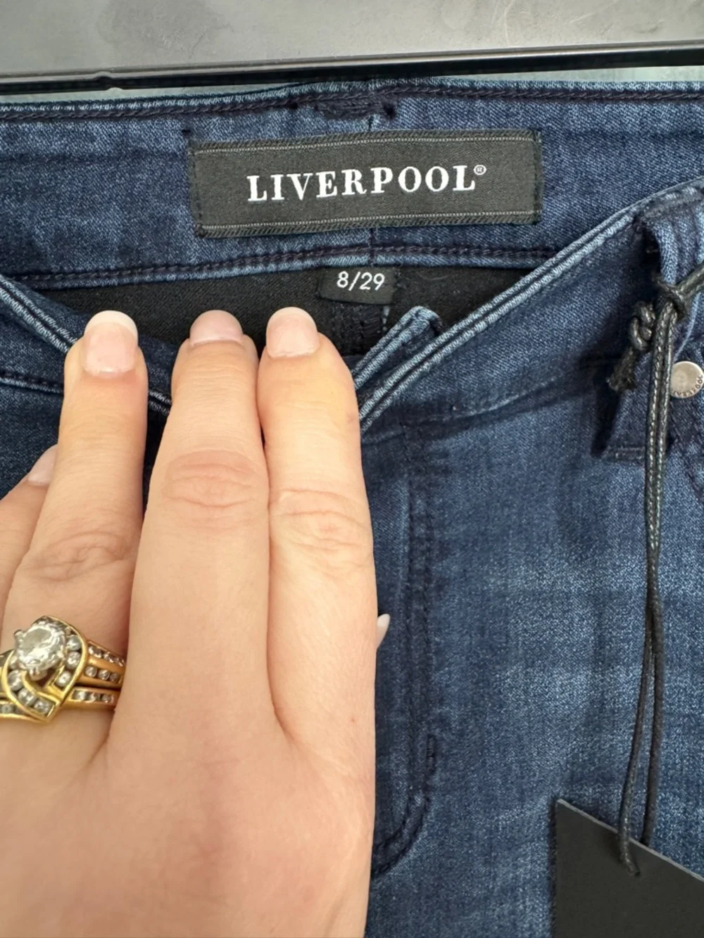Liverpool Angelique Denim Pencil Skirt 8 29 NWT Stretch Dark Wash 21” Length